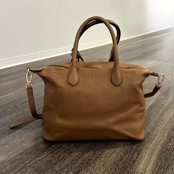 Tory Burch McGraw Slouchy Leather Satchel Moose Brown Tassel Bag Top Handle EUC - Picture 6 of 16